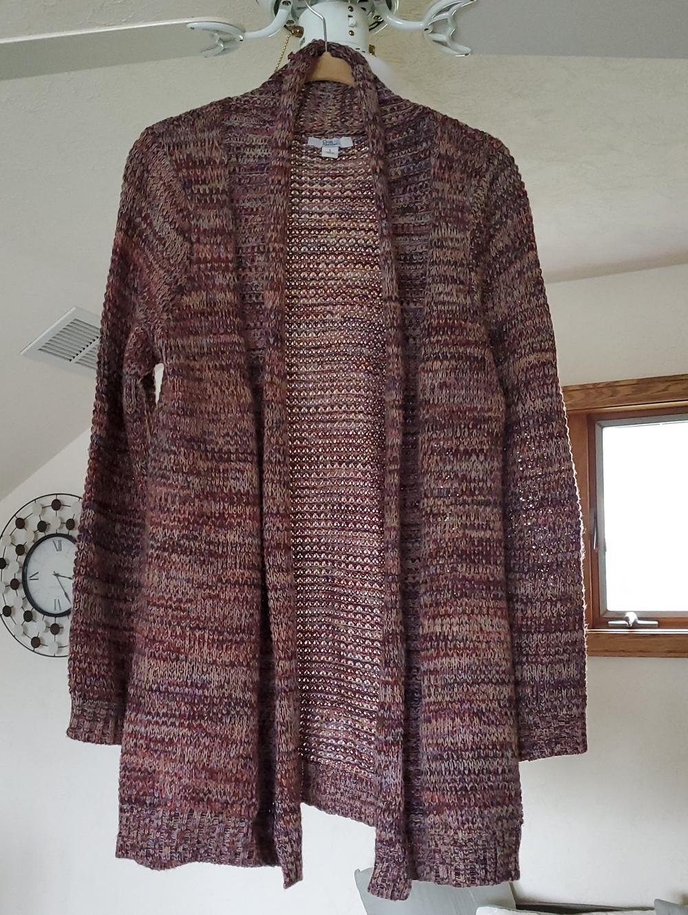 croft & barrow Marled Open-Front Cardigan in Brown and Mauve